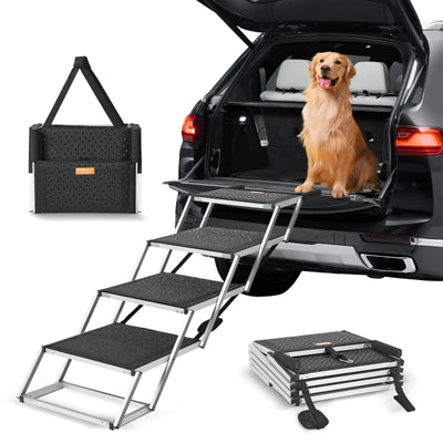 VEVOR Escalier pour chien pour voitures, 4 marches pliantes en aluminium, supporte jusqu'à 113 kg