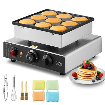 VEVOR Machine à 9 Pancakes Hollandais 76mm, Crêpière Commerciale Dorayaki 850W Antiadhésive
