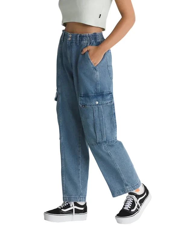 Pantalons cargo en denim Vans 'Sidewalk' - Délavage (pour femmes)