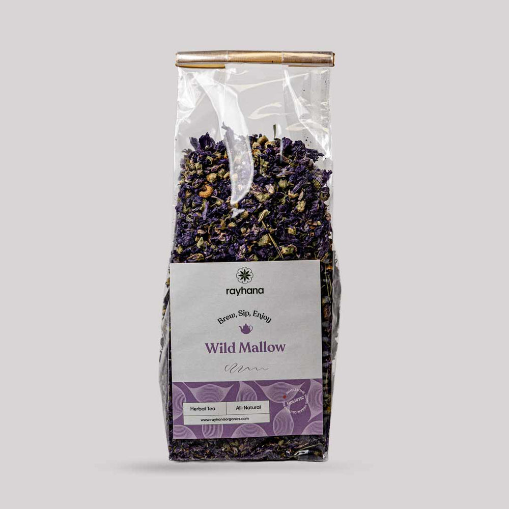 Tisane de Mauve sauvage – Fleurs entières de Mauve pourpre par Rayhana Organics