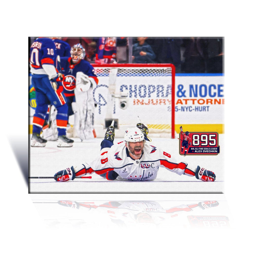 ALEXANDER OVECHKIN RECORD DE BUT #895 LNH WASHINGTON LNH SOUS LICENCE OBJET DE COLLECTION TOILE TENDUE POSTER SOUVENIR DÉCORATION MURALE CAPITALS HOCKEY LE GRAND 8 (20" PAR 16")